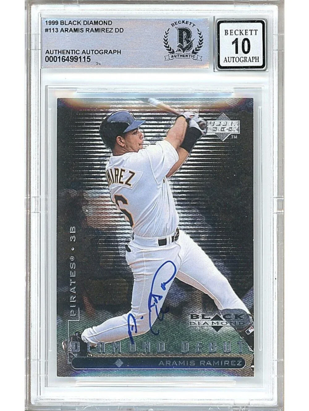 Aramis Ramirez Signed 1999 Upper Deck Black Diamond #113 Beckett BAS Auto 10